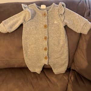GAP Heather Gray Ruffle Sleeve Baby One-Piece Romper